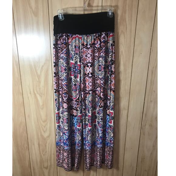 Alyx Paisley Pleated Stretch High Rise Wide Leg Pants L - Picture 1 of 5
